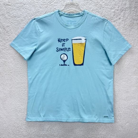 Life Is Good Other - Life is Good Crusher T-Shirt Men XL Aqua Keep It Simple Golf Beer Cotton Casual